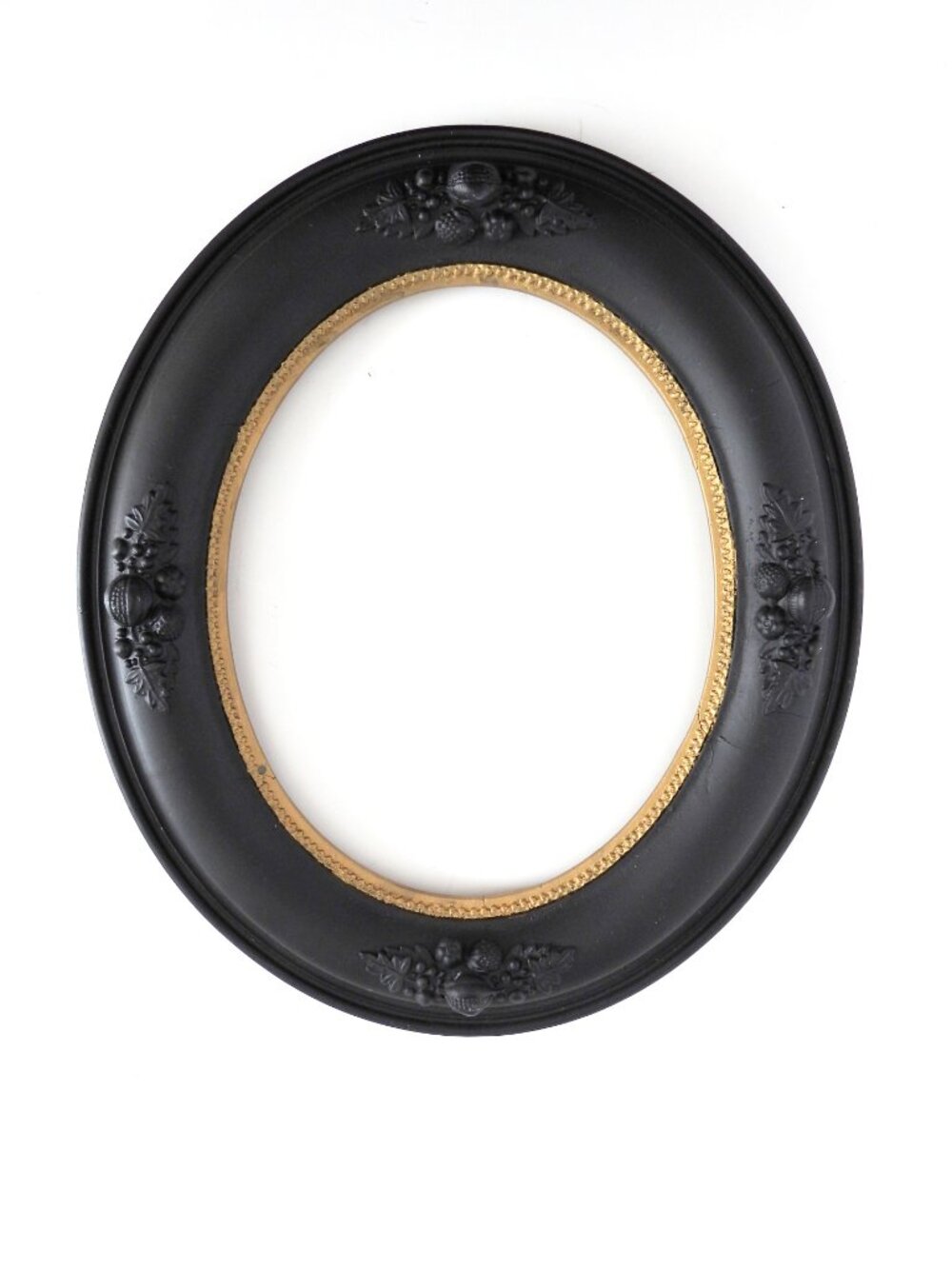Vintage Gothic Oval Wood Frame Black Gold Pomegranate Motif 12x14